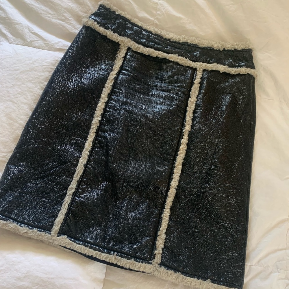 Anna sui leather / shearling skirt